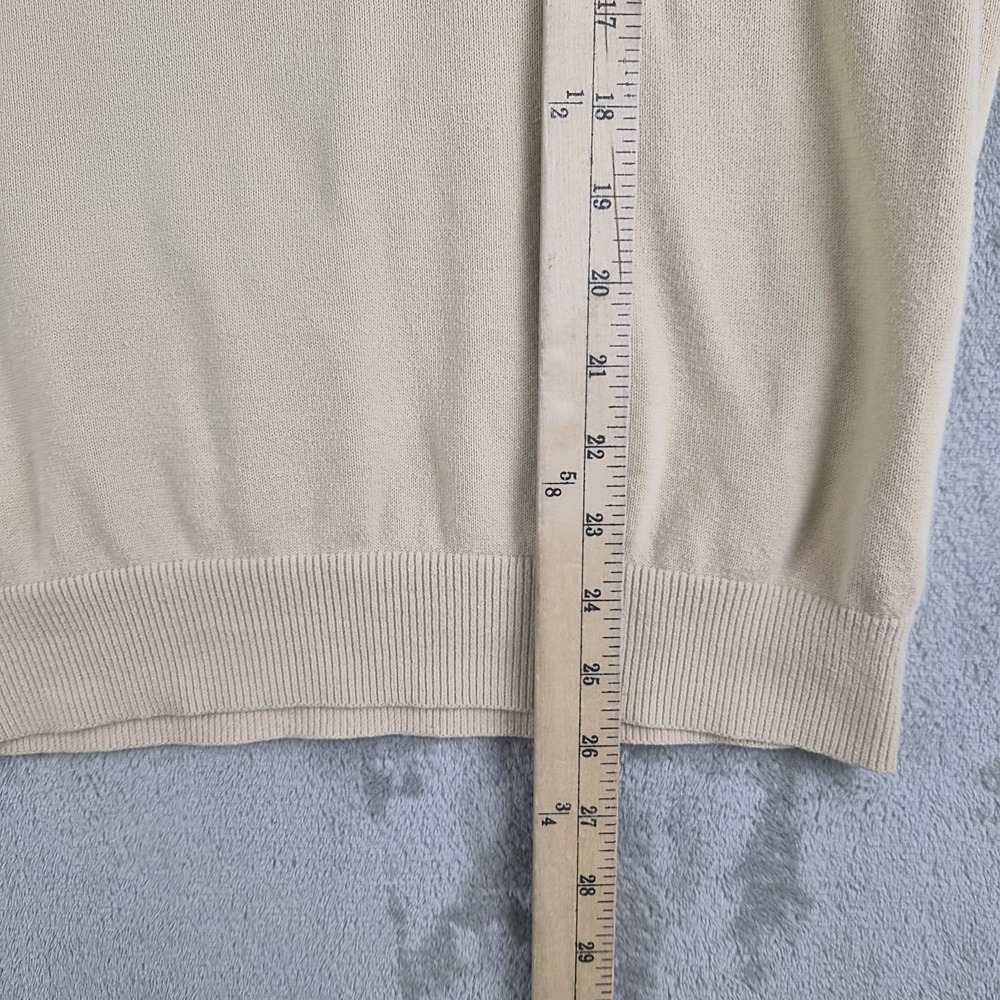 Tommy Hilfiger Sweater Mens Large Beige Knit 1/4 Zip Mock Neck Logo Pullover - Picture 4 of 11